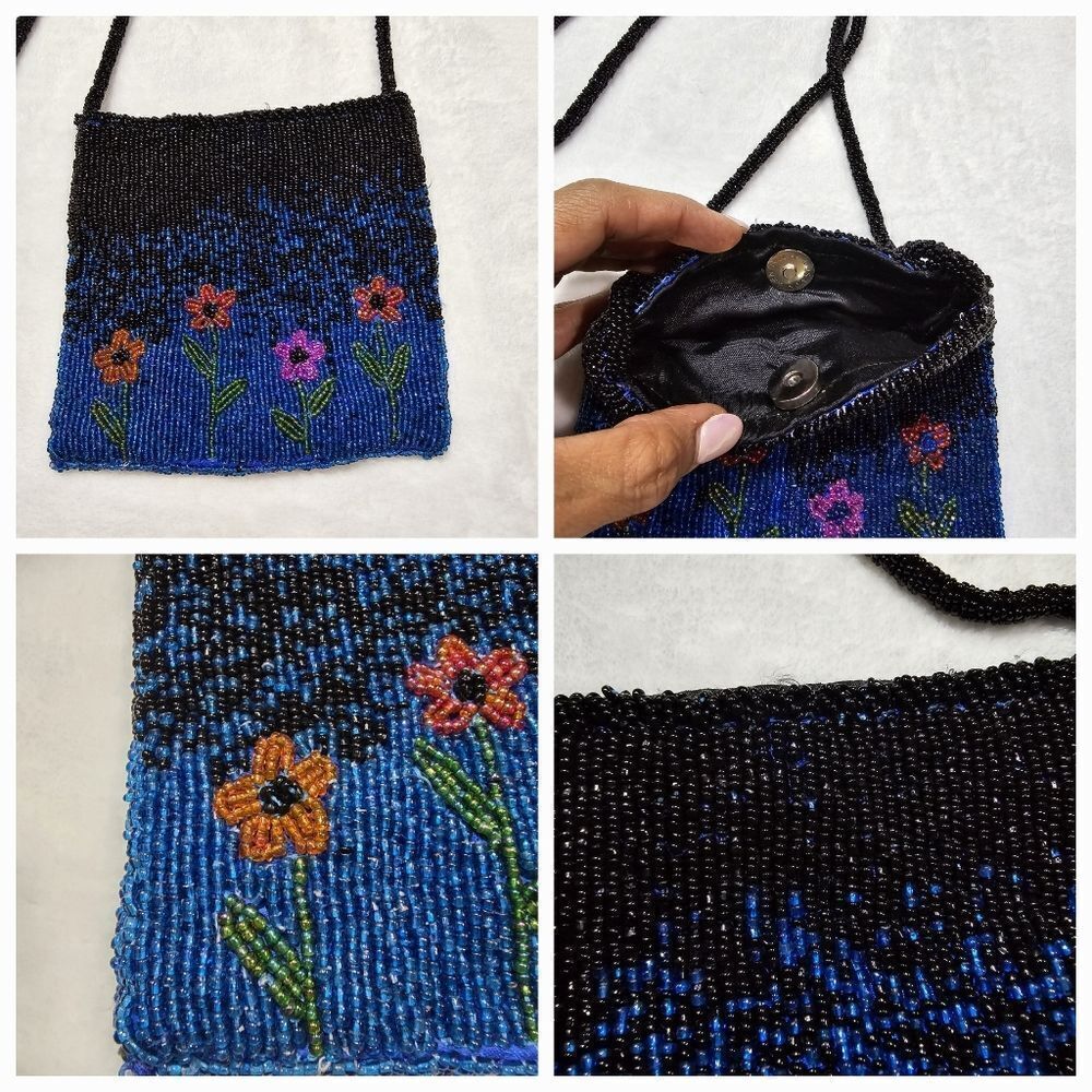🌿Beautiful Vintage hand beaded glass floral purse. - Picture 11 of 11